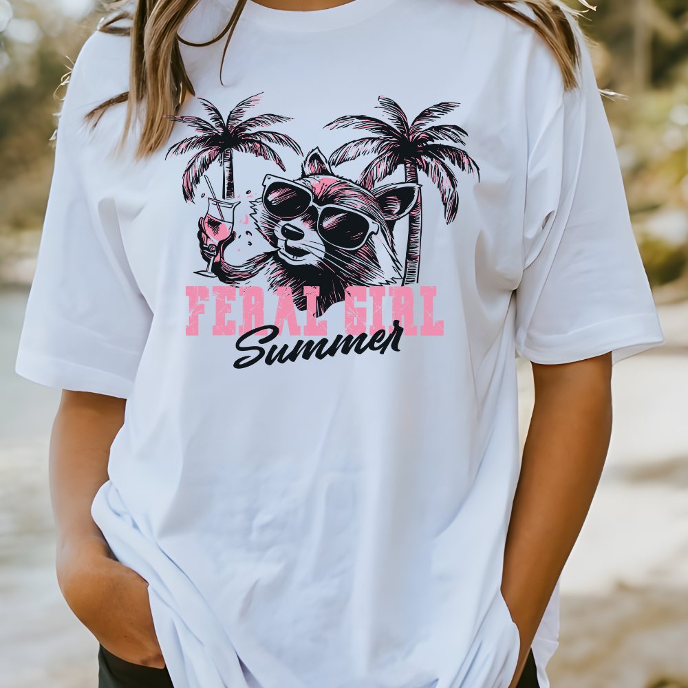 FERAL GIRL Summer – Raccoon Chaos Tee