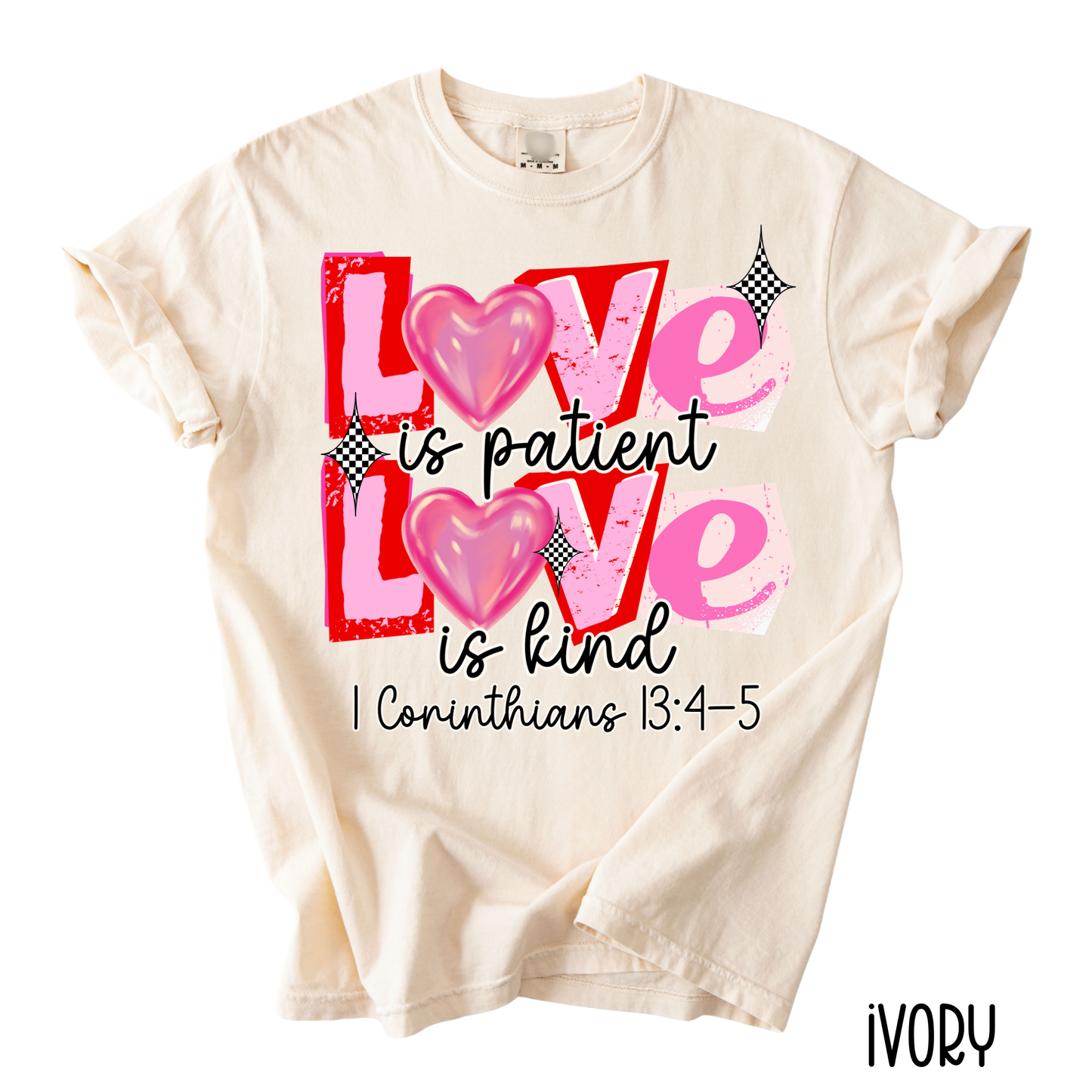 Love Is Patient Love Is Kind Valentine T-Shirt | Faith-Based Christian Graphic Tee | Comfort Colors Women’s T-Shirt