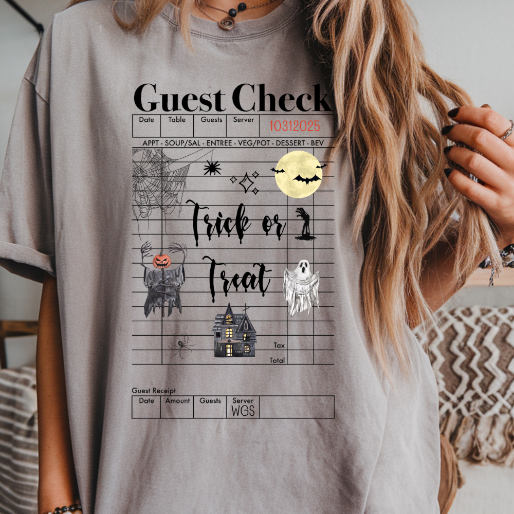 Trick or Treat Comfort Colors Soft Short Sleeve Womenswear Halloween Funny Crewneck Casual Top