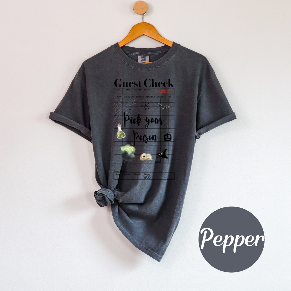 Pick Your Poison Comfort Colors Soft Short Sleeve Womenswear Halloween Funny Crewneck Casual Top