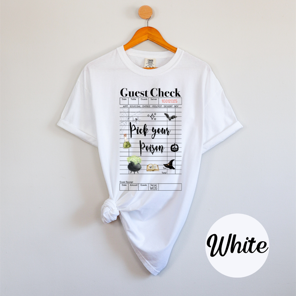 Pick Your Poison Comfort Colors Soft Short Sleeve Womenswear Halloween Funny Crewneck Casual Top