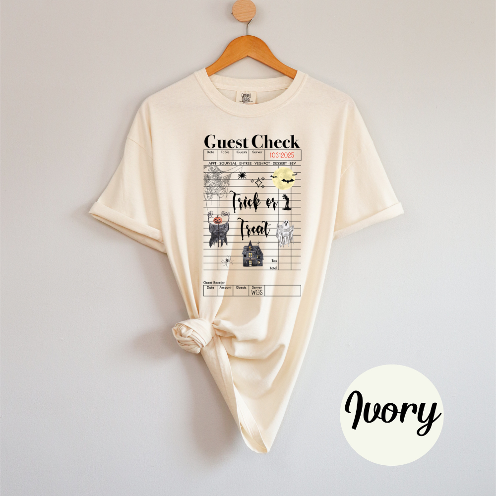Trick or Treat Comfort Colors Soft Short Sleeve Womenswear Halloween Funny Crewneck Casual Top