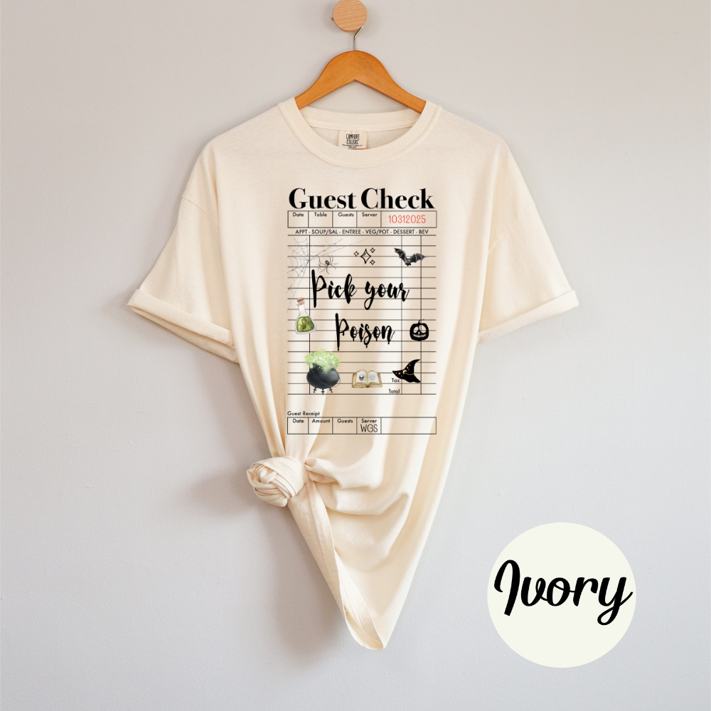Pick Your Poison Comfort Colors Soft Short Sleeve Womenswear Halloween Funny Crewneck Casual Top