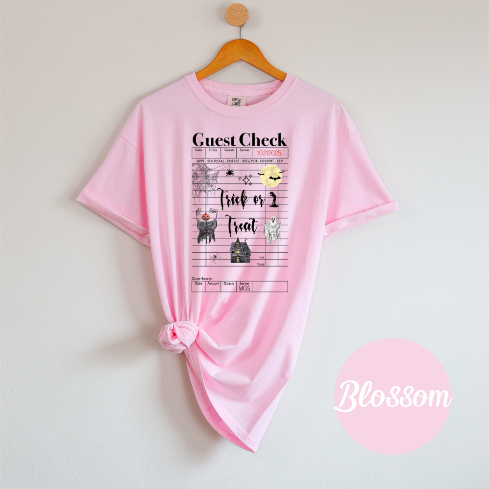 Trick or Treat Comfort Colors Soft Short Sleeve Womenswear Halloween Funny Crewneck Casual Top