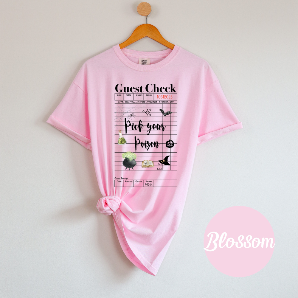 Pick Your Poison Comfort Colors Soft Short Sleeve Womenswear Halloween Funny Crewneck Casual Top