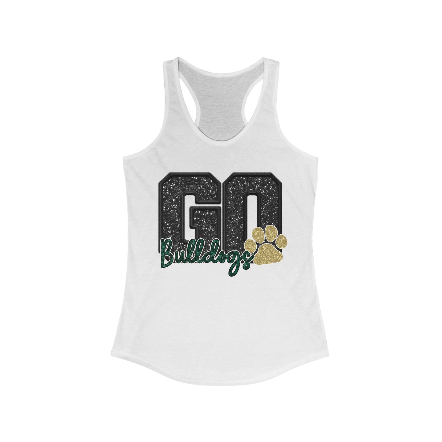GO Bulldogs Faux Glitter Logo Racer Back Coach Tank Top