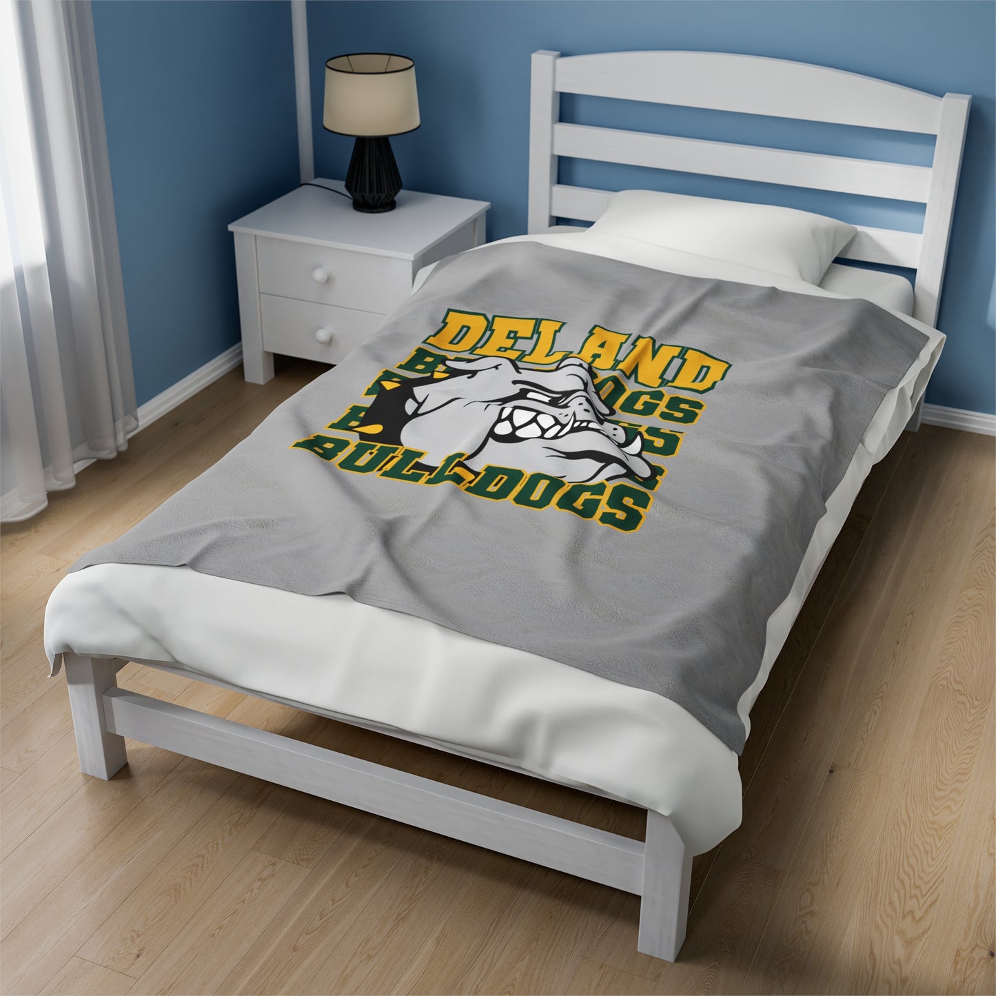 DeLand Bulldogs Spirit Gray Velveteen Plush Blanket