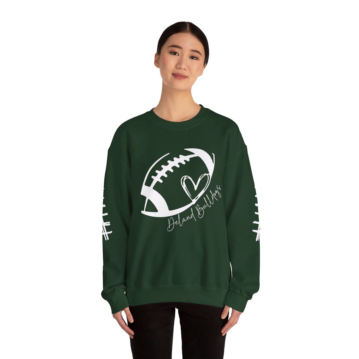 DeLand Bulldogs Football Heart Sweatshirt Unisex Crewneck Sweatshirt