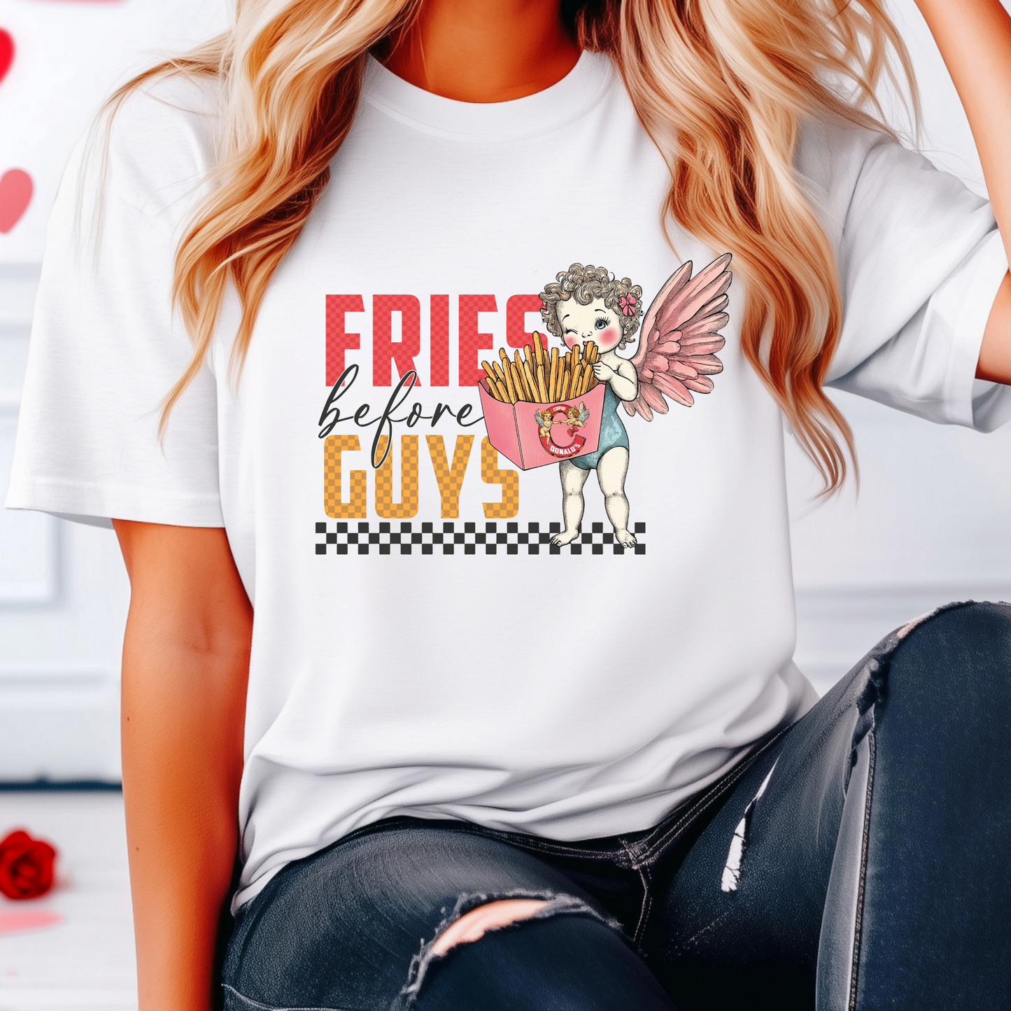 Cupid's Favorite Fries Before Guys Tee