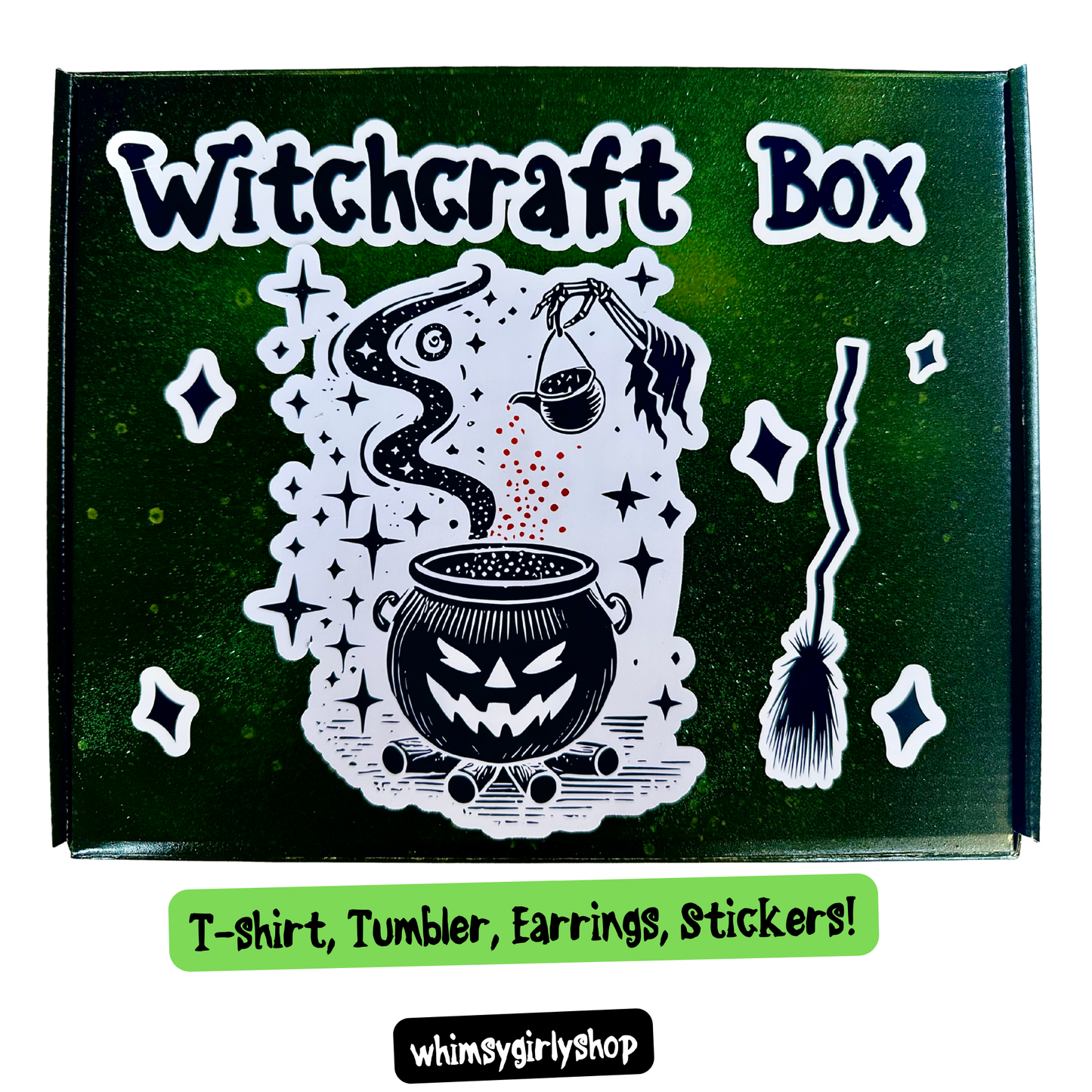 Witch Halloween Gift Set Box β T-Shirt, Tumbler, Earrings & Stickers OOTD for Women, Party Outfit Set