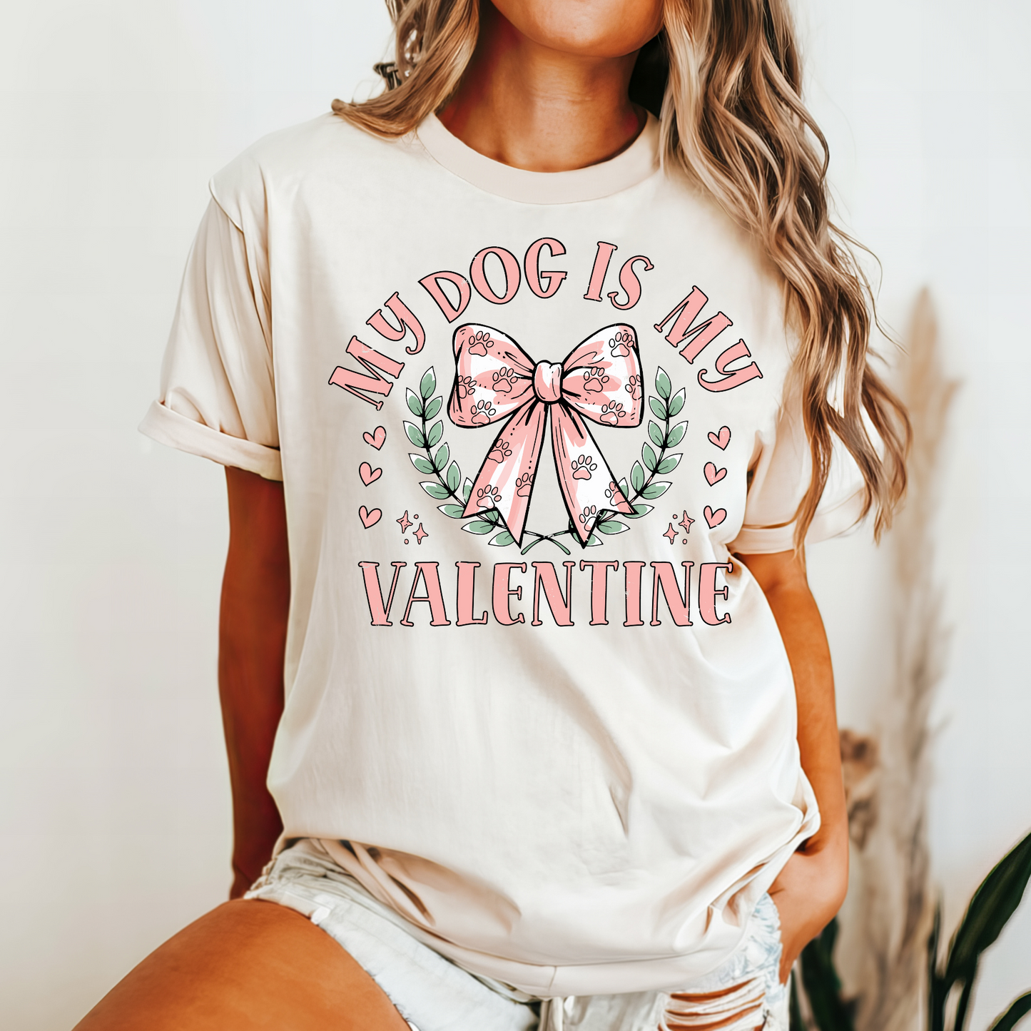 My Dog is My Valentine Bow Tee