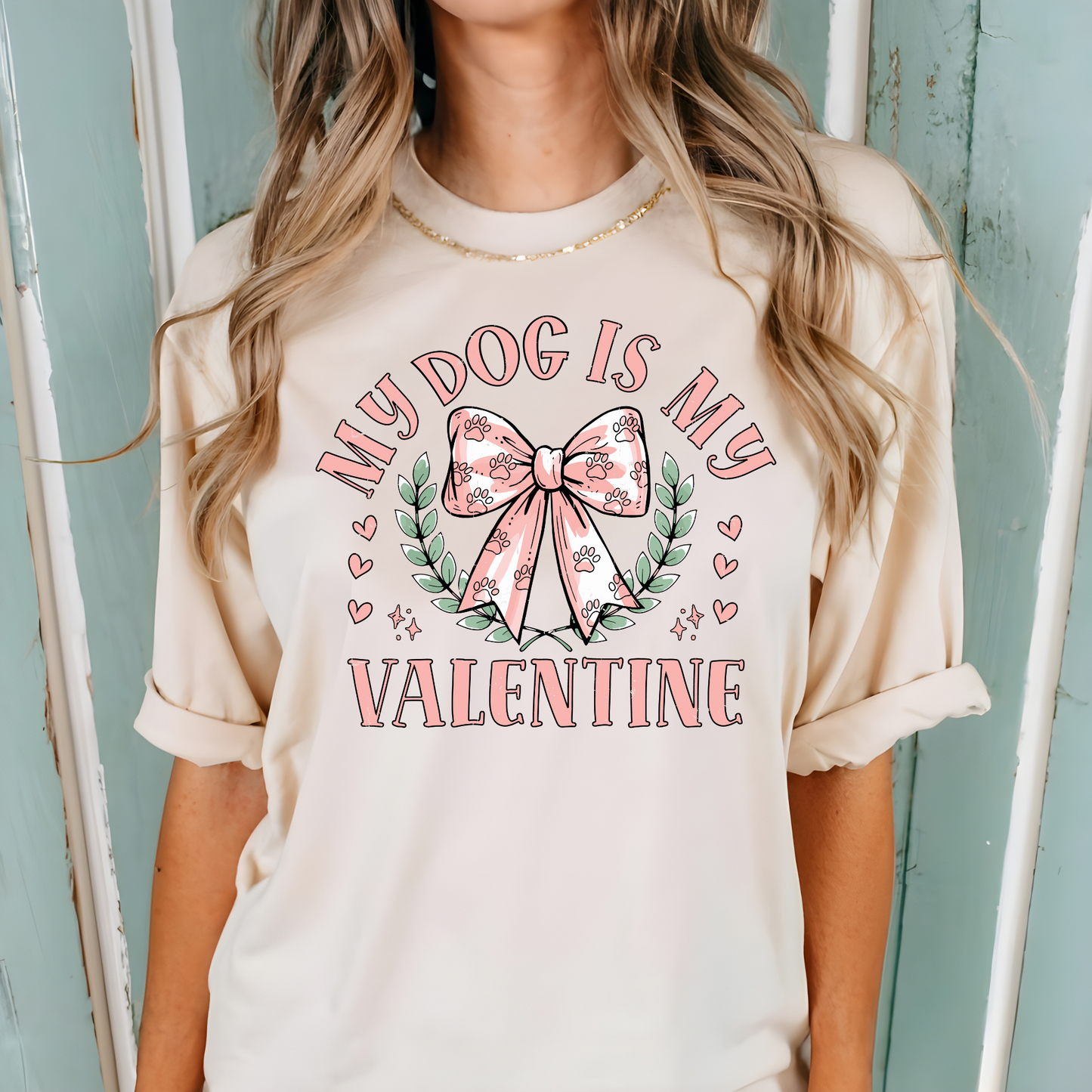 My Dog is My Valentine Bow Tee