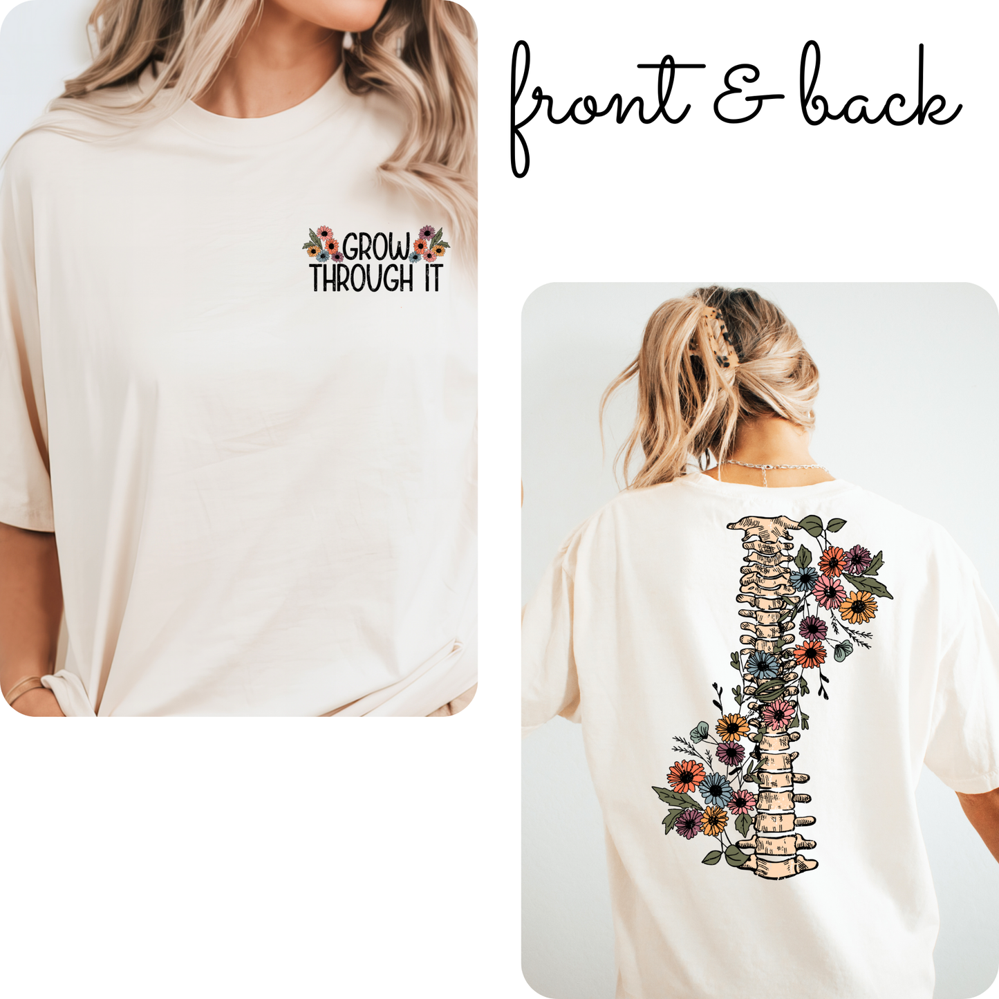 Grow Through It Floral Spine Tee | Mental Health Comfort Colors Shirt | Inspirational Soft Aesthetic Women's T-Shirt