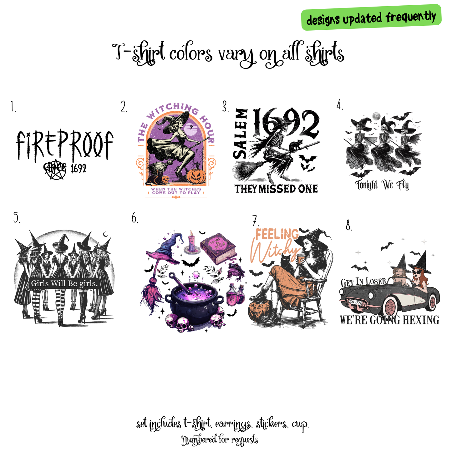 Witch Halloween Gift Set Box β T-Shirt, Tumbler, Earrings & Stickers OOTD for Women, Party Outfit Set
