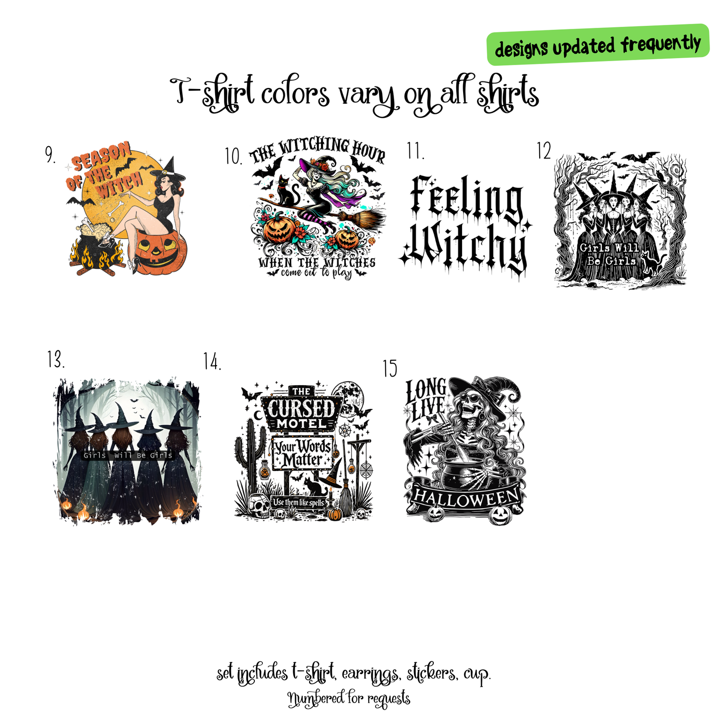 Witch Halloween Gift Set Box β T-Shirt, Tumbler, Earrings & Stickers OOTD for Women, Party Outfit Set