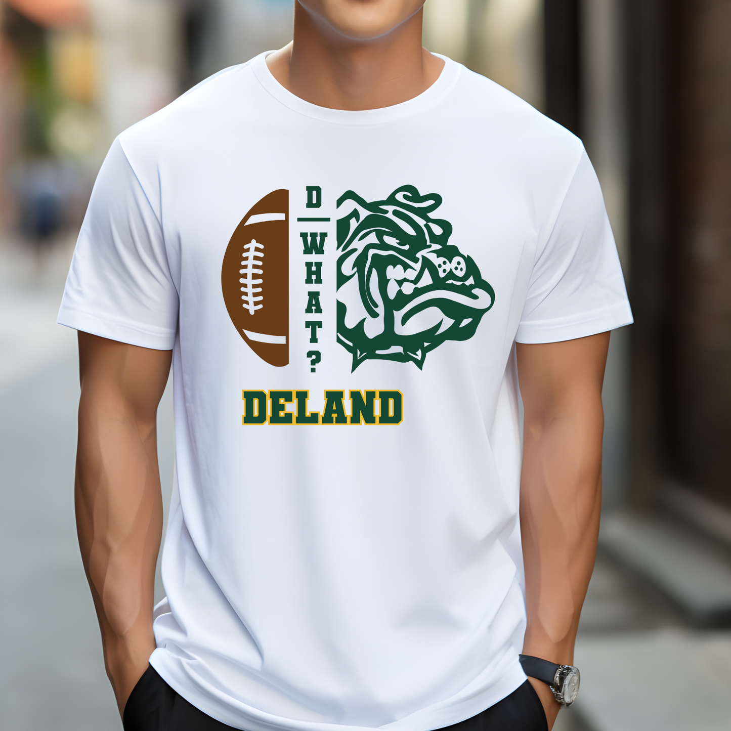 Unisex DeLand Bulldogs "D What?" Bella Canvas Football Shirt