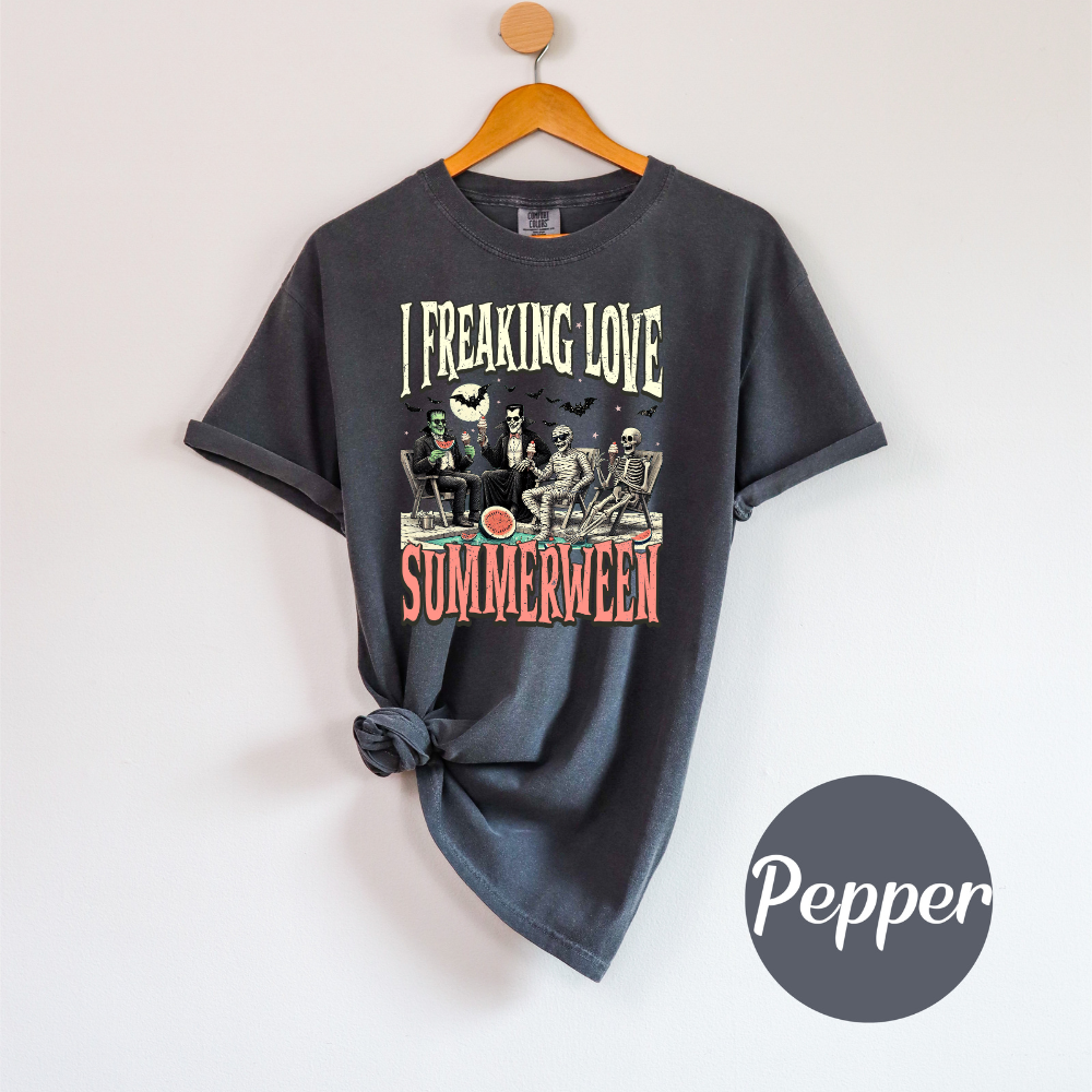 I Freaking Love Summerween Women's T-Shirt – Skeleton Halloween Beach Tee