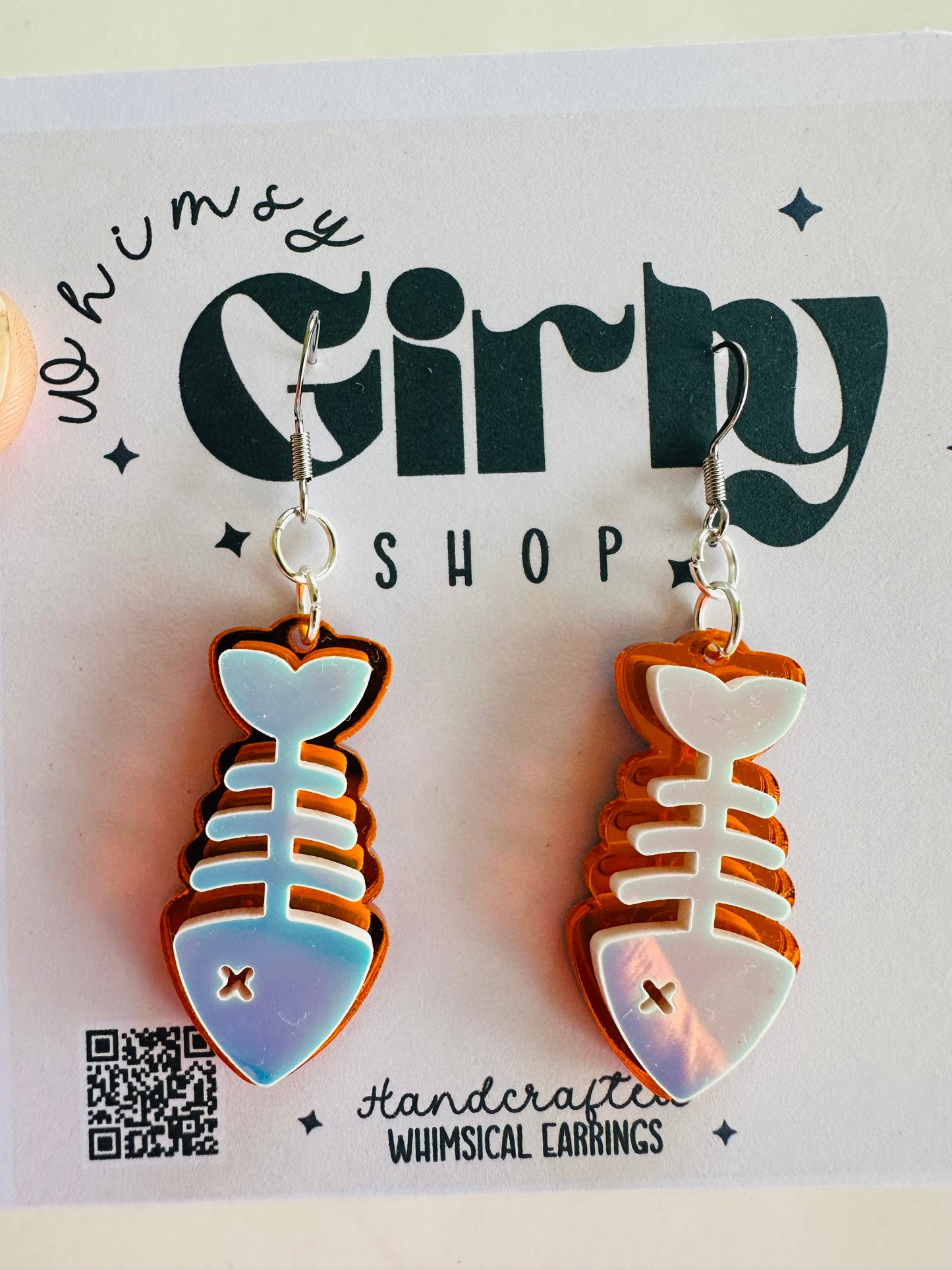 Catch of the Day Earrings – Holographic Fish Bone Dangles