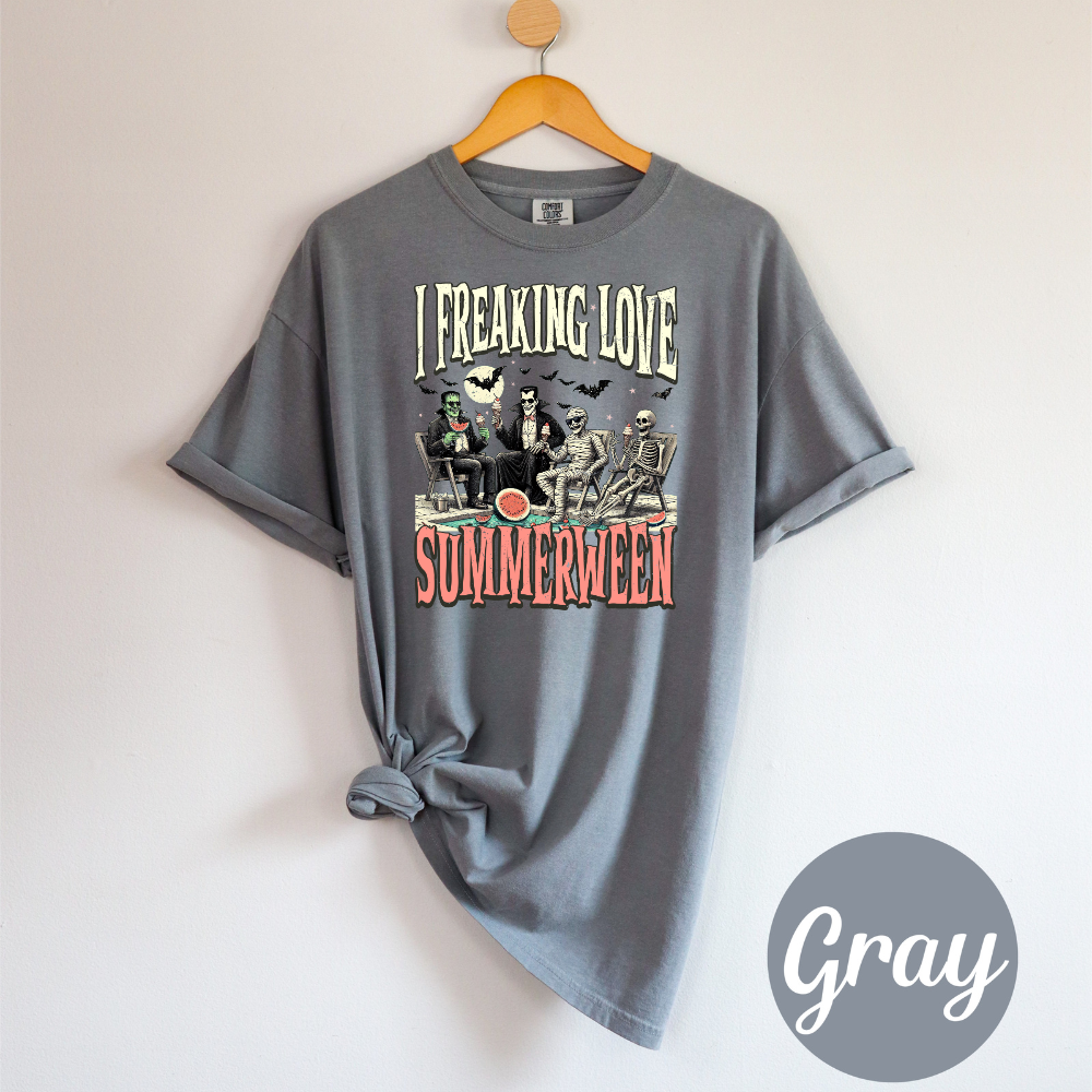 I Freaking Love Summerween Women's T-Shirt – Skeleton Halloween Beach Tee