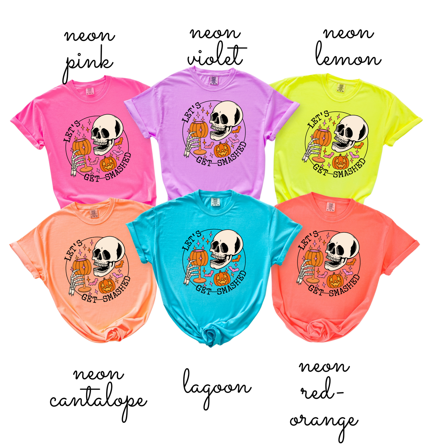 Let’s Get Smashed Women’s T-Shirt – Funny Skeleton Halloween Tee