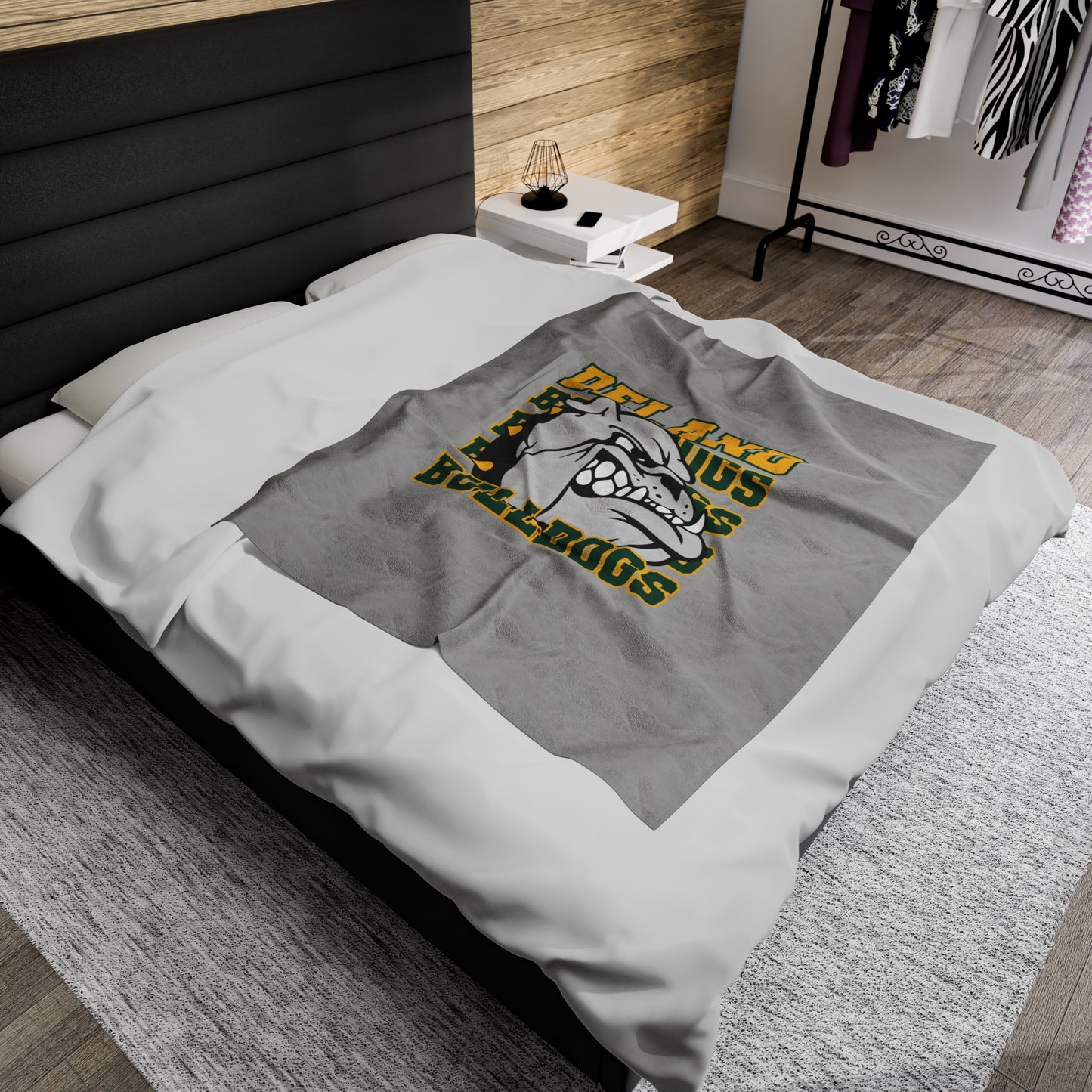 DeLand Bulldogs Spirit Gray Velveteen Plush Blanket