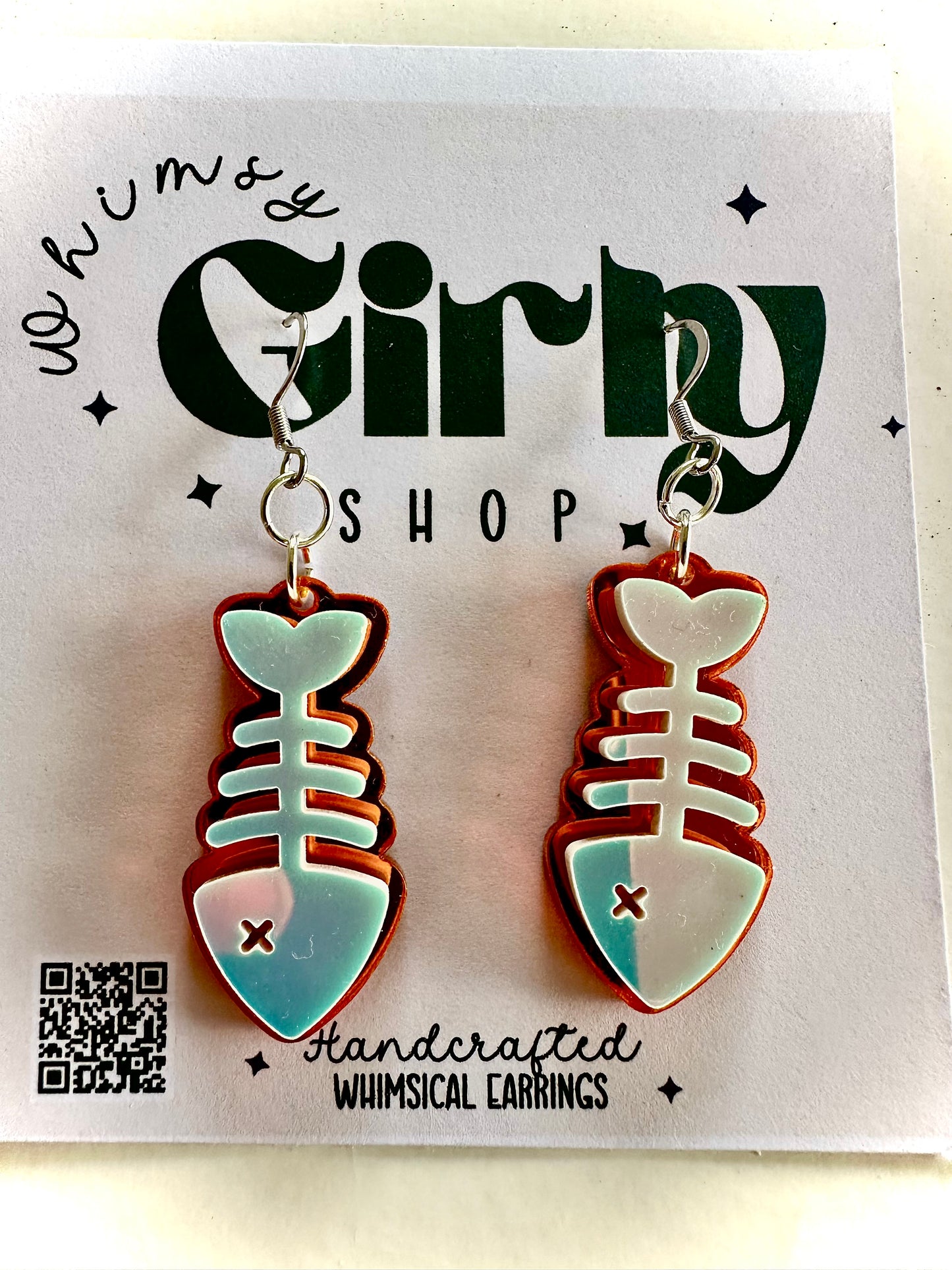 Catch of the Day Earrings – Holographic Fish Bone Dangles