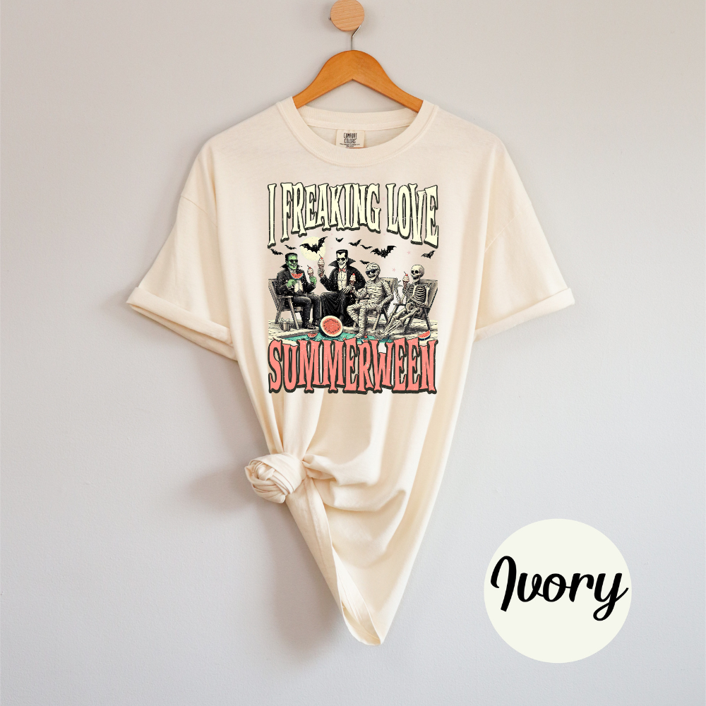 I Freaking Love Summerween Women's T-Shirt – Skeleton Halloween Beach Tee