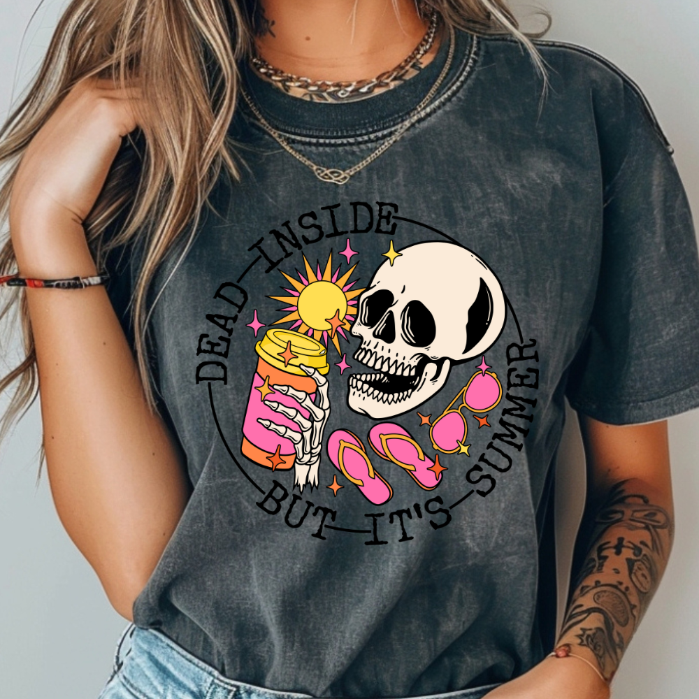 Dead Inside But It’s Summer Tee – Skeleton Sunshine Beach Babe Skeleton Vibes Womens Vacation Shirt