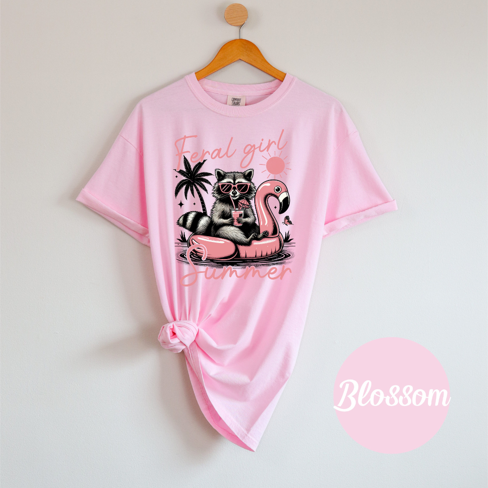 Feral Girl Summer Raccoon Tee – Rodeo Chaos Graphic on Comfort Colors Women’s T-Shirt
