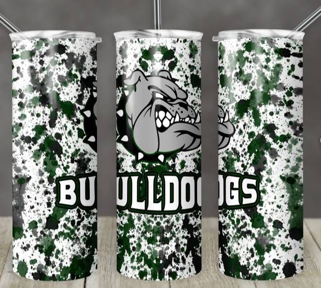 DeLand Bulldogs Splatter Tumbler – 20oz Stainless Steel Drinkware