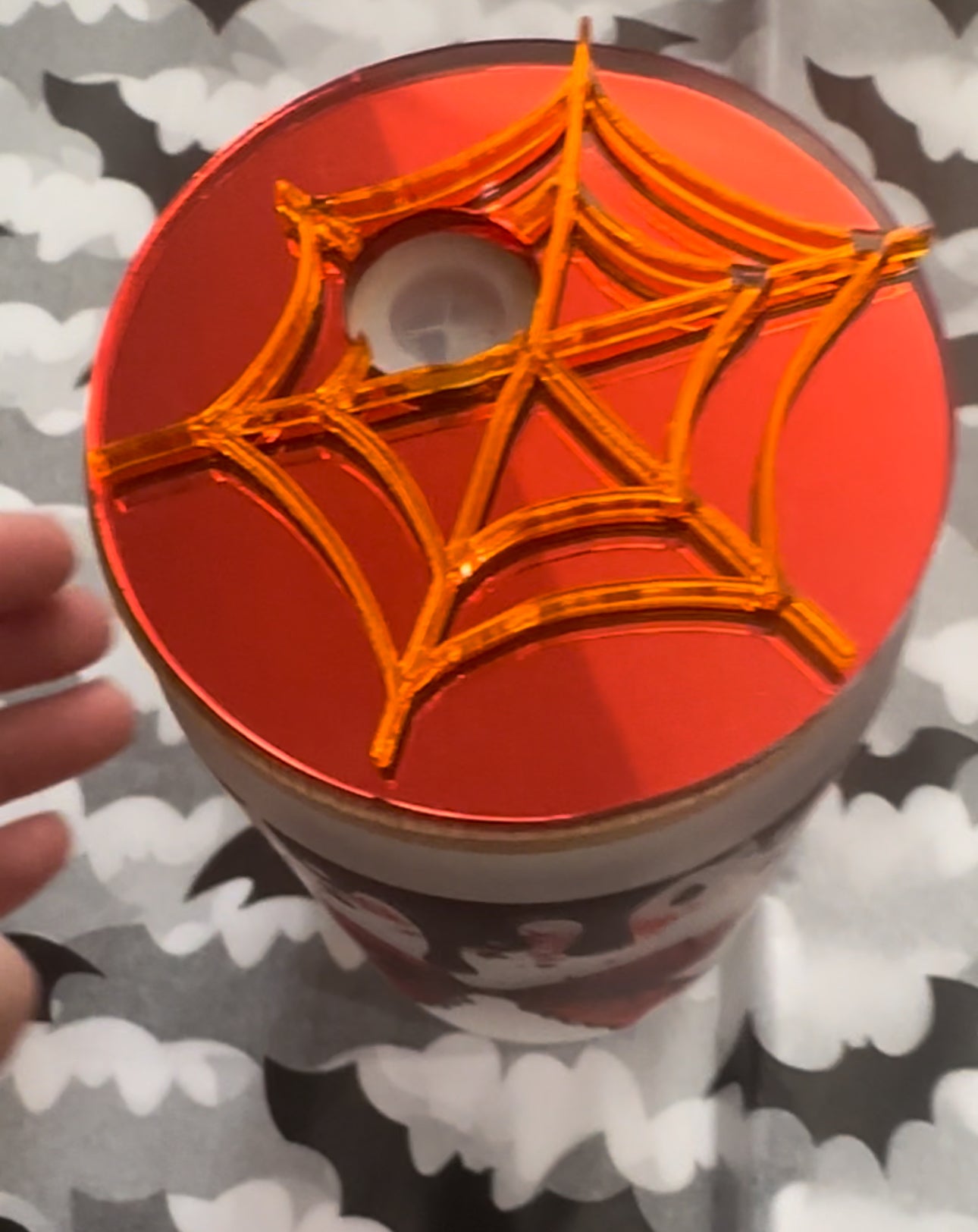 Spooky Bow Coquette Glass Cup with Spider Topper