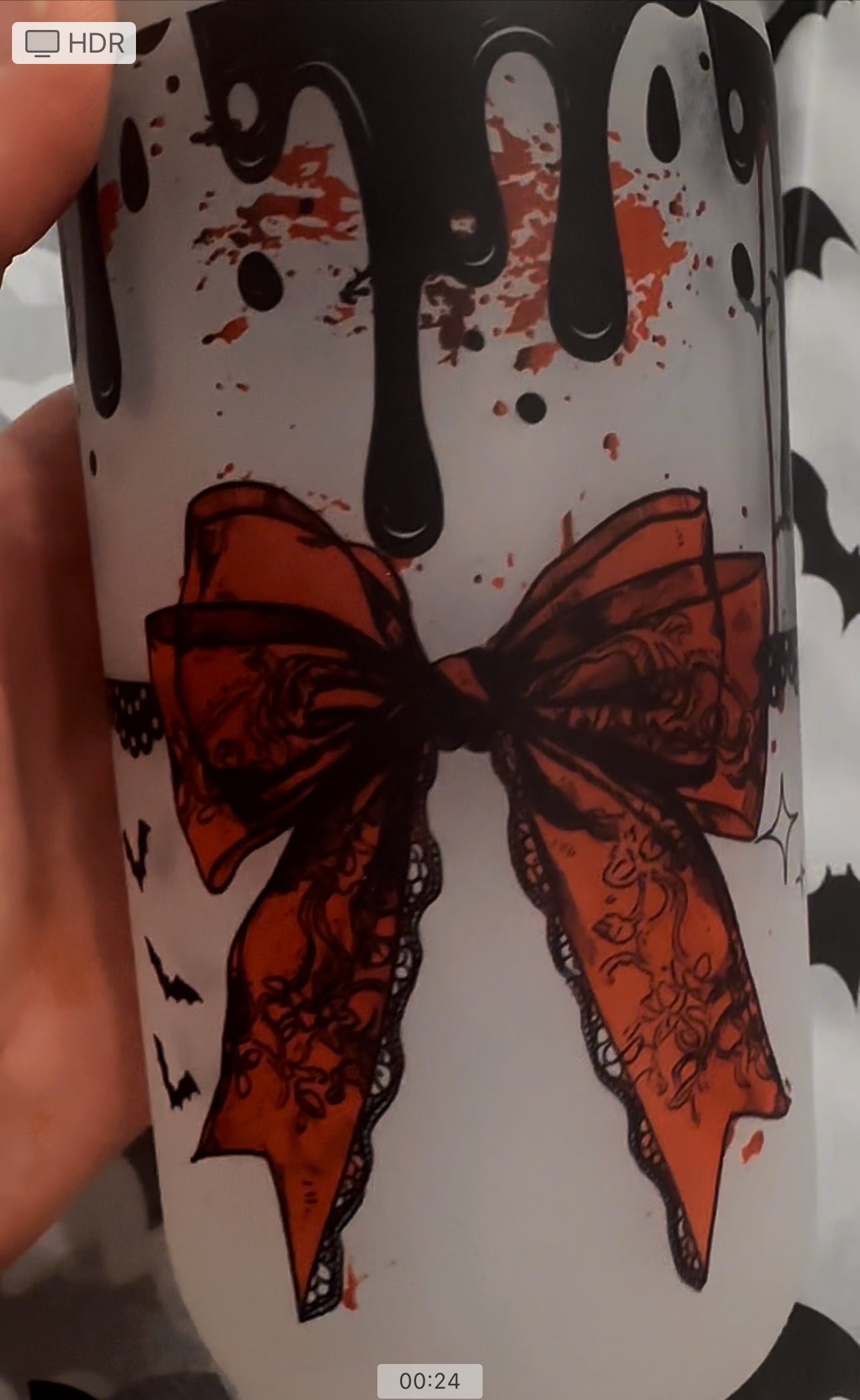 Spooky Bow Coquette Glass Cup with Spider Topper