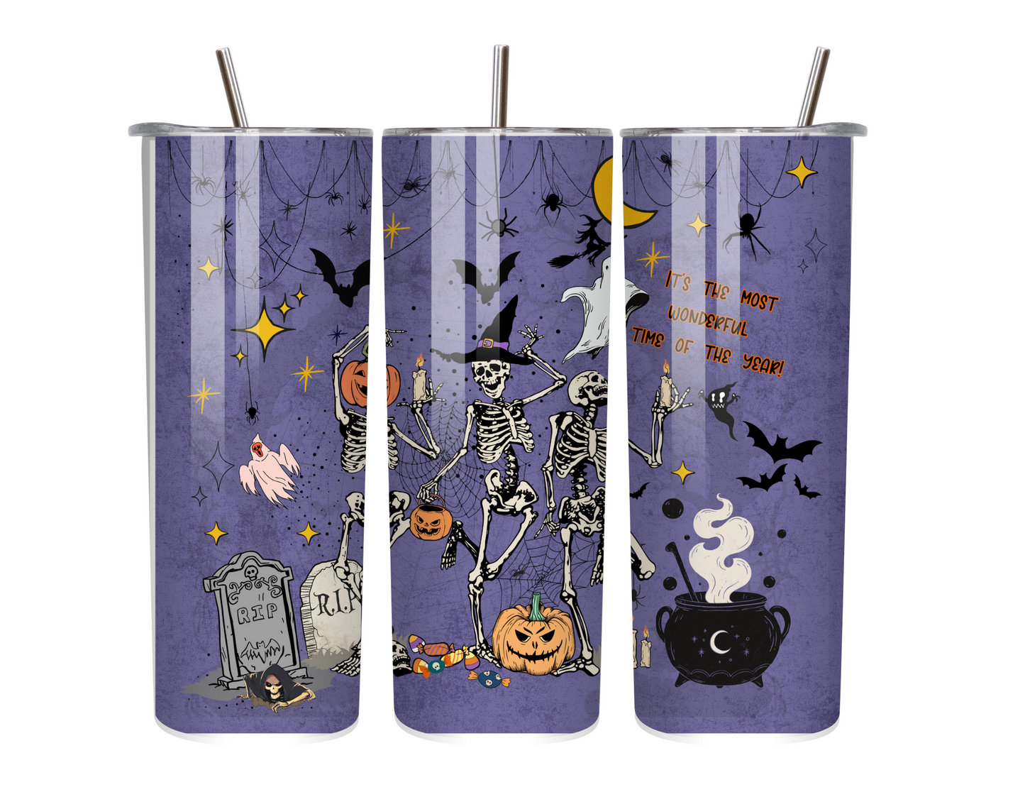 Dead Tired Still Vibin’ – 20oz Funny Skeleton Tumbler for Halloween Season