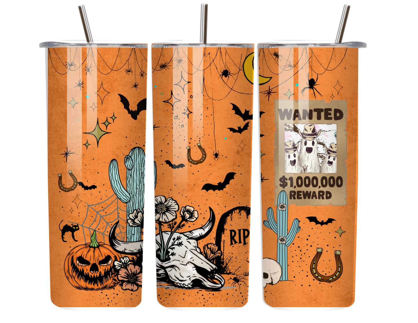 Dead or Alive – 20oz Western Halloween Tumbler with Wanted Poster Design