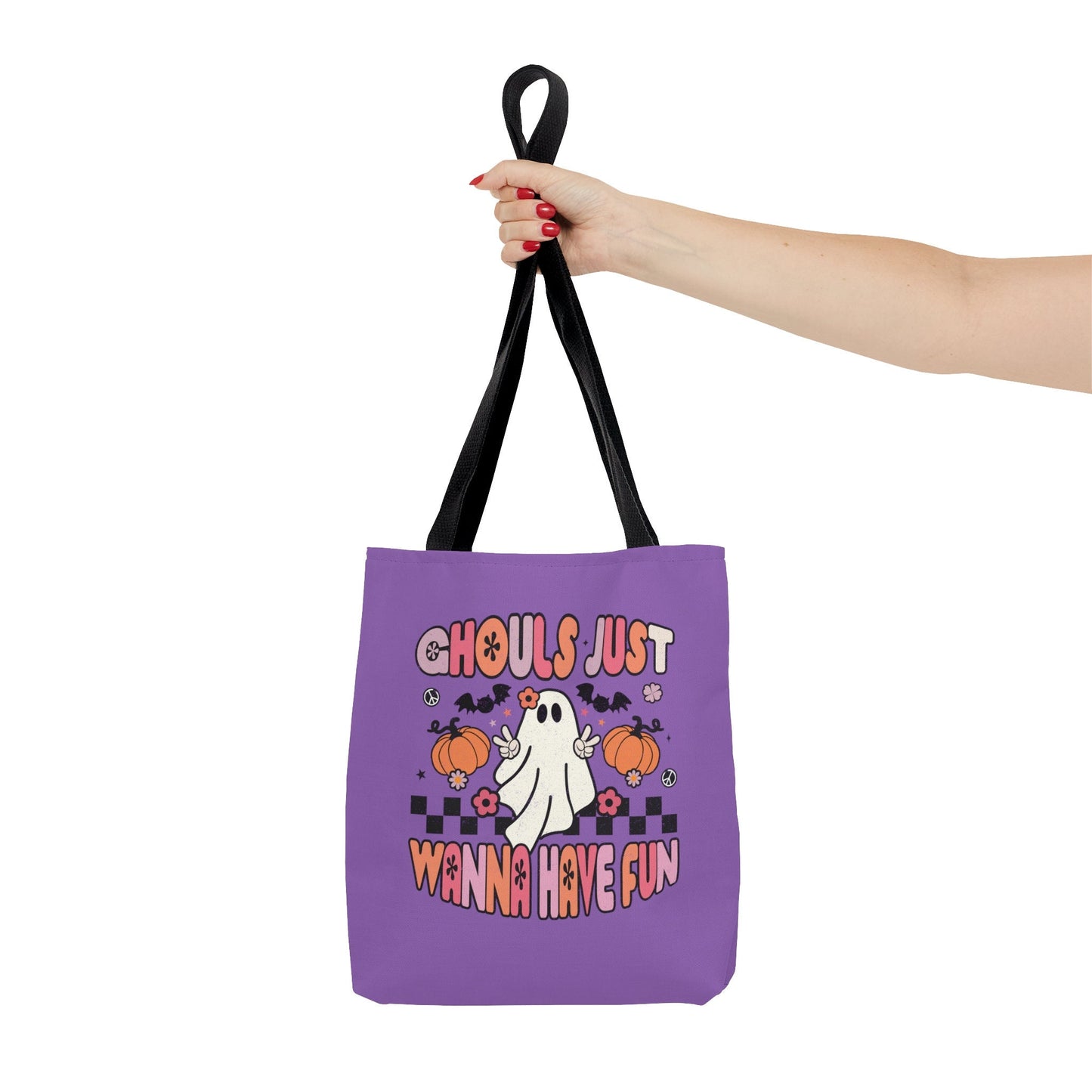 Halloween Tote Bag, Ghouls Just Wanna Have Fun Trick or Treat Halloween Candy Bag, Retro Tote Bag Canvas Ghost Bag