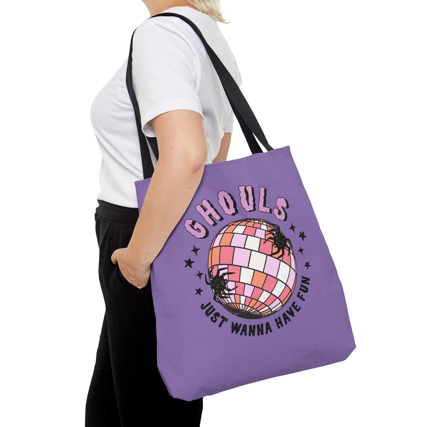 Halloween Tote Bag, Ghouls Just Wanna Have Fun Trick or Treat Halloween Candy Bag, Retro Tote Bag Canvas Spiker Bag