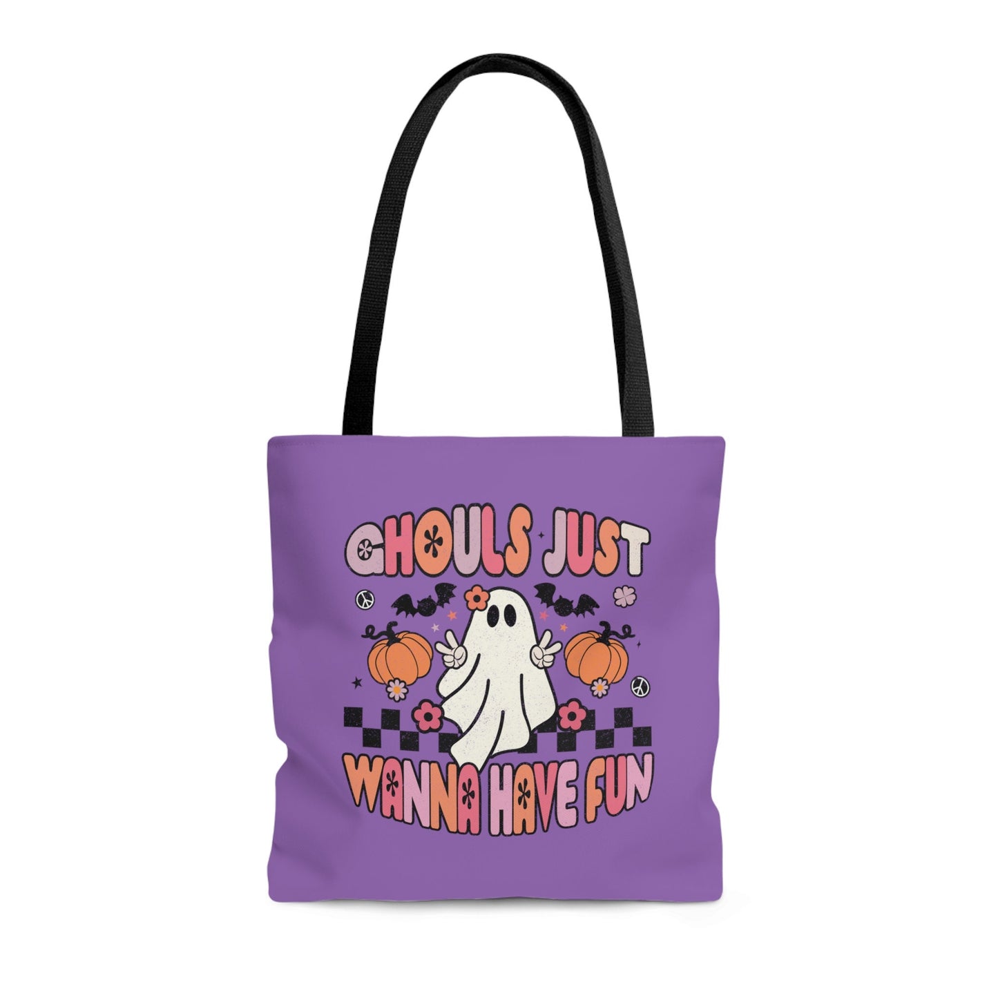 Halloween Tote Bag, Ghouls Just Wanna Have Fun Trick or Treat Halloween Candy Bag, Retro Tote Bag Canvas Ghost Bag