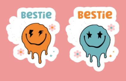 13 Bestie Vinyl Stickers Best Friend Stickers | Bestie BFF Stickers | Friendship Sticker Set | Best Friend Retro Sticker | Best Friend Gift