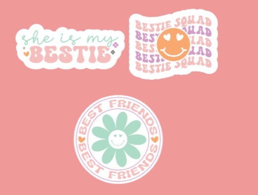 13 Bestie Vinyl Stickers Best Friend Stickers | Bestie BFF Stickers | Friendship Sticker Set | Best Friend Retro Sticker | Best Friend Gift