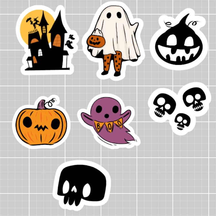 20 Punny Stickers Funny Retro Halloween Sticker Pack, Cute Spooky Stickers, Waterproof Vinyl Sticker Pack, Halloween Gift
