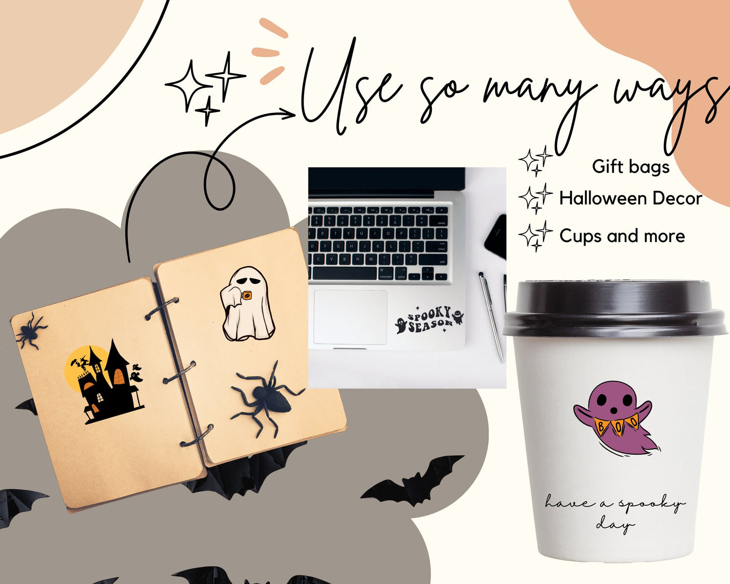20 Punny Stickers Funny Retro Halloween Sticker Pack, Cute Spooky Stickers, Waterproof Vinyl Sticker Pack, Halloween Gift