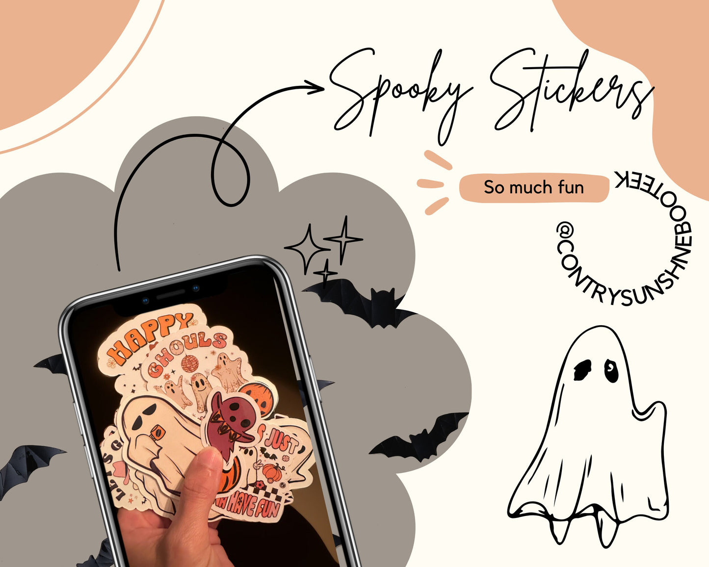 20 Punny Stickers Funny Retro Halloween Sticker Pack, Cute Spooky Stickers, Waterproof Vinyl Sticker Pack, Halloween Gift