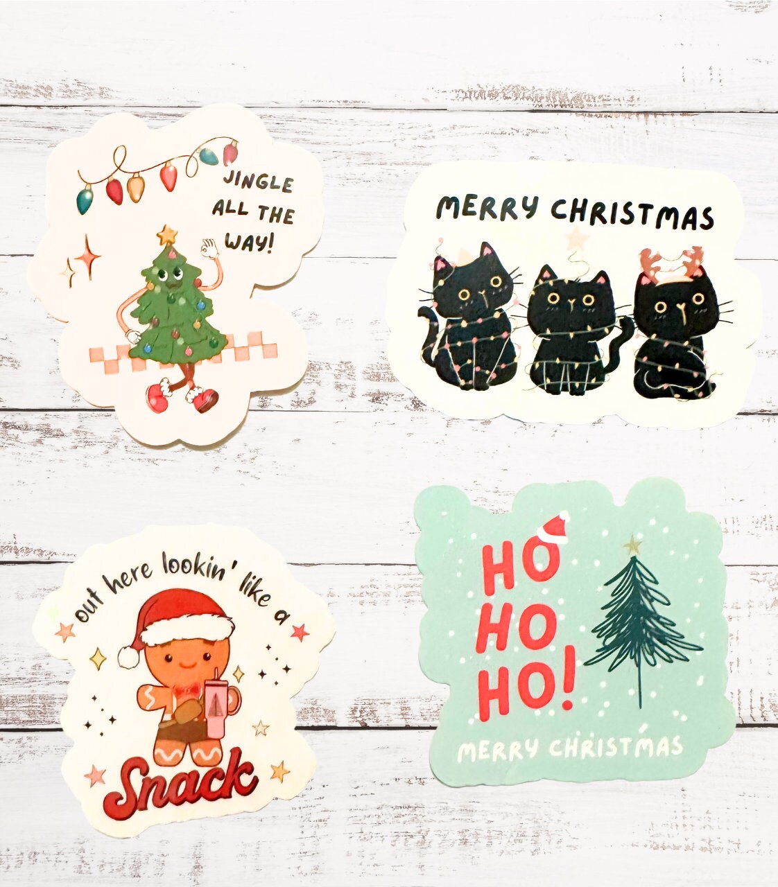 Cute Christmas Sticker Pack - Retro Vintage Holiday Stickers - Waterproof Vinyl - Perfect for DIY Advent Calendars & Gift Baskets