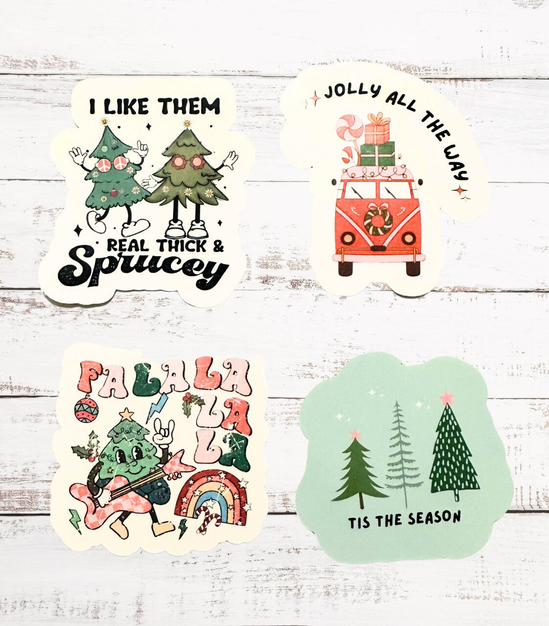 Cute Christmas Sticker Pack - Retro Vintage Holiday Stickers - Waterproof Vinyl - Perfect for DIY Advent Calendars & Gift Baskets