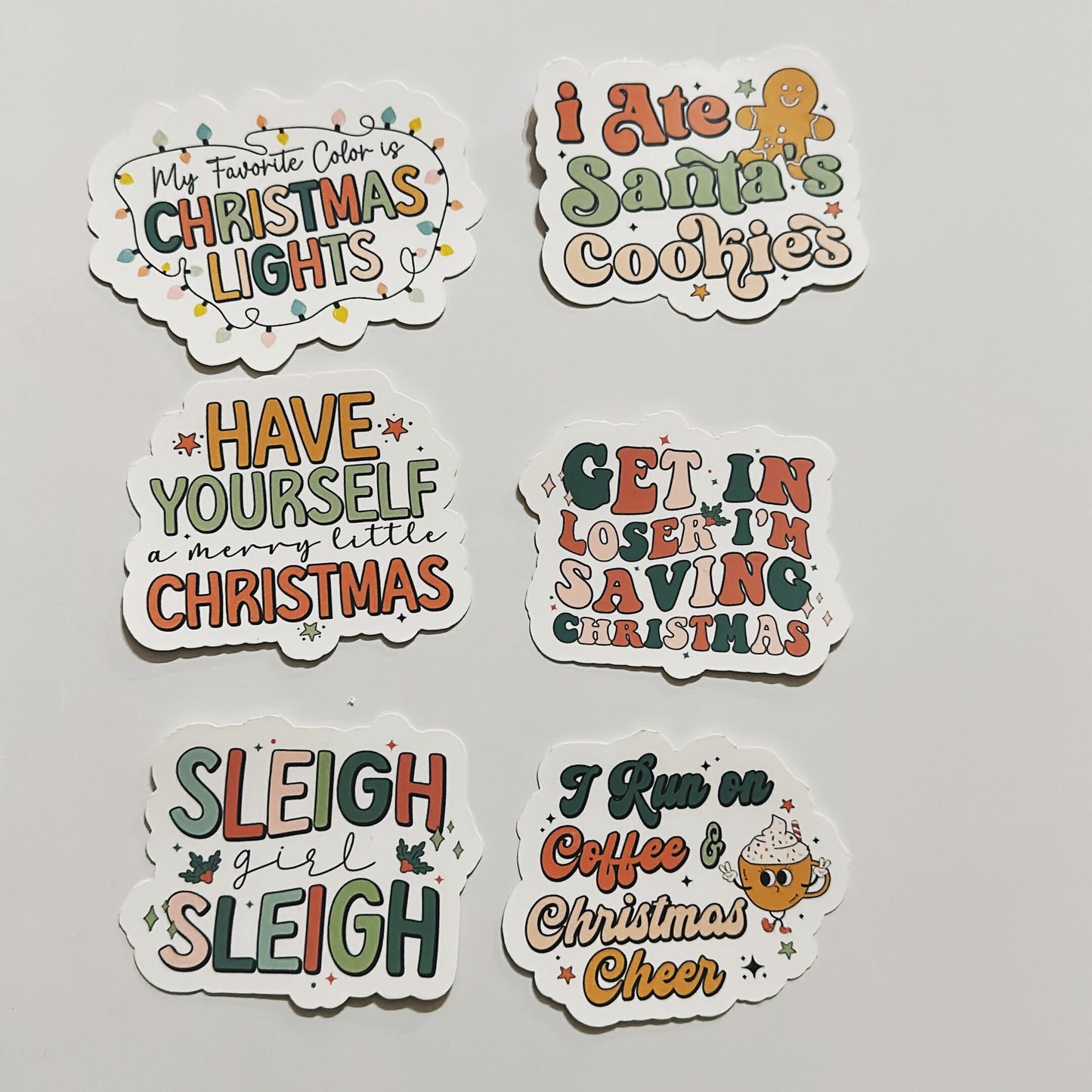 20 Cute Christmas Sticker Pack - Retro Funny Holiday Stickers - Waterproof Vinyl - Perfect for DIY Advent Calendars & Gift Baskets