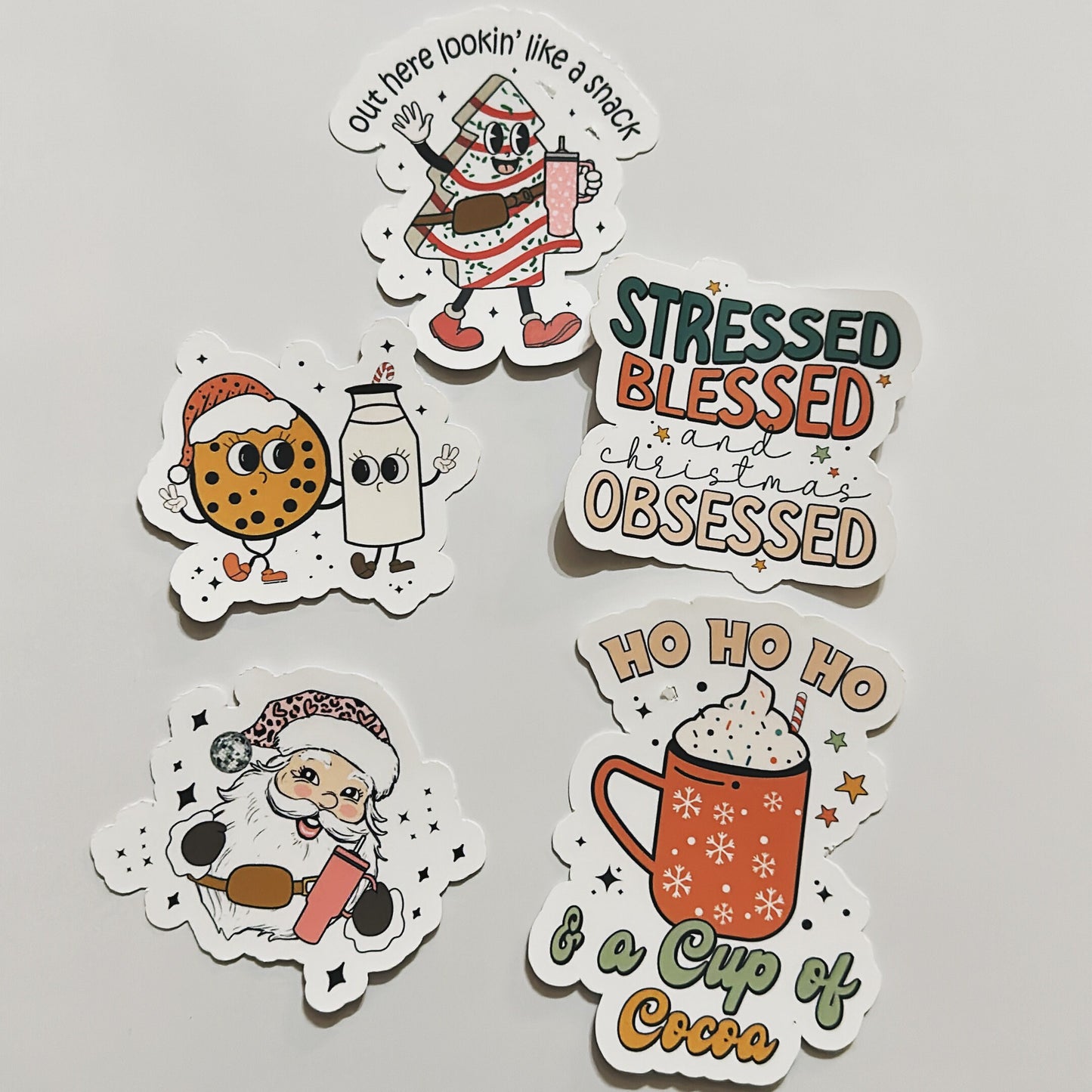 20 Cute Christmas Sticker Pack - Retro Funny Holiday Stickers - Waterproof Vinyl - Perfect for DIY Advent Calendars & Gift Baskets