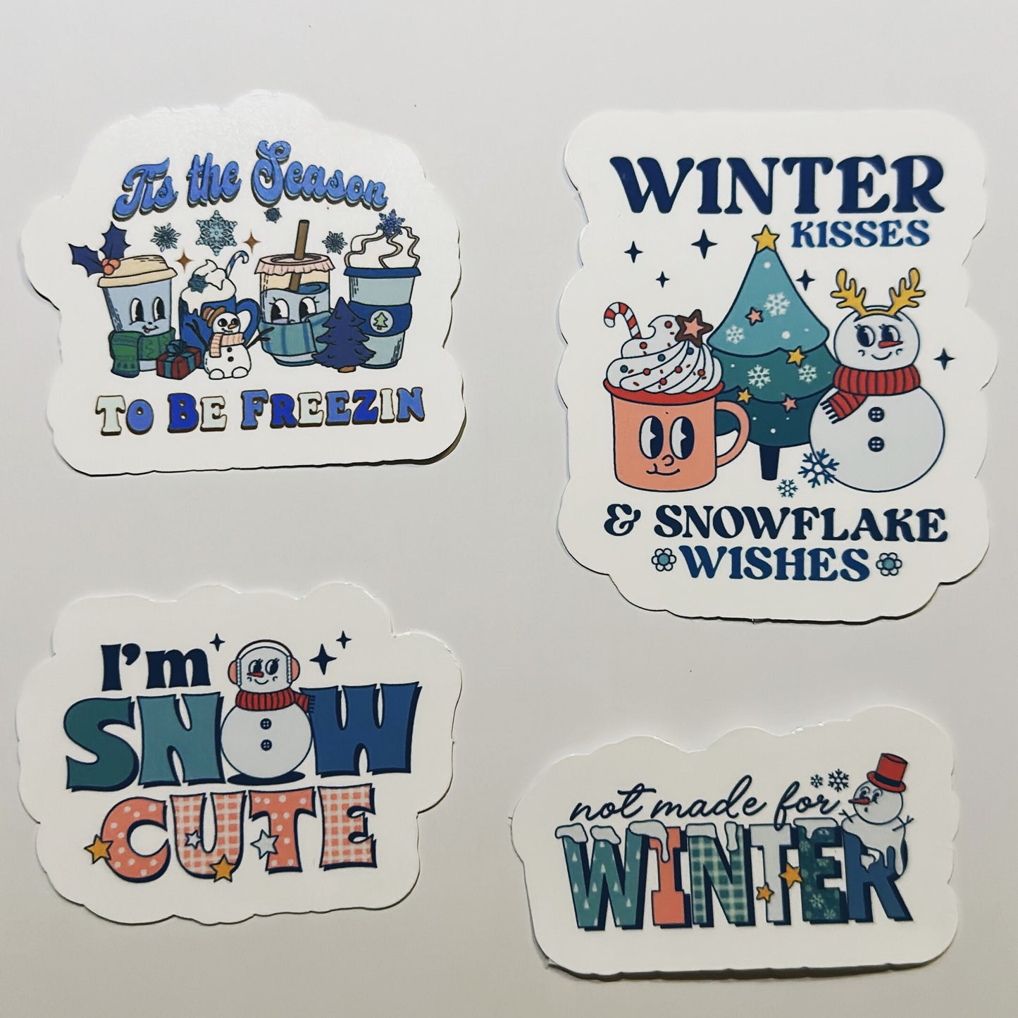 Cute Winter Sticker Pack - Retro Vintage Holiday Stickers - Waterproof Vinyl - Perfect for DIY Advent Calendars & Gift Baskets