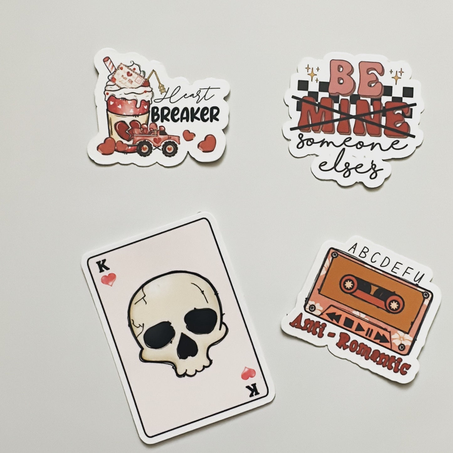 20 Pack of Stickers, Anti-Valentine's Day Planner Stickers, Gothic Stickers Pack, Galentine's Day, Skeleton Tumbler Stickers, Water Bottle