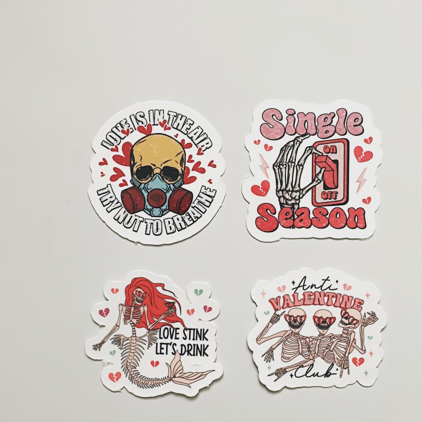 20 Pack of Stickers, Anti-Valentine's Day Planner Stickers, Gothic Stickers Pack, Galentine's Day, Skeleton Tumbler Stickers, Water Bottle