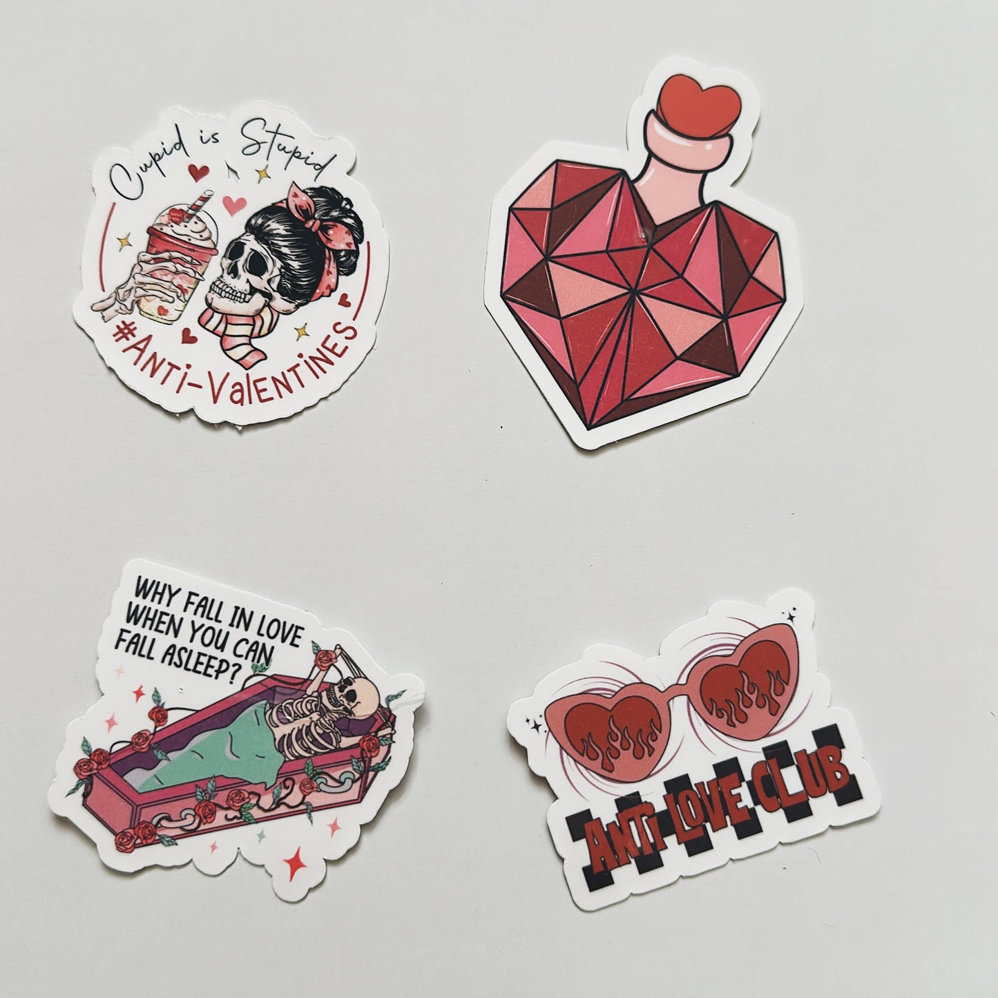 20 Pack of Stickers, Anti-Valentine's Day Planner Stickers, Gothic Stickers Pack, Galentine's Day, Skeleton Tumbler Stickers, Water Bottle
